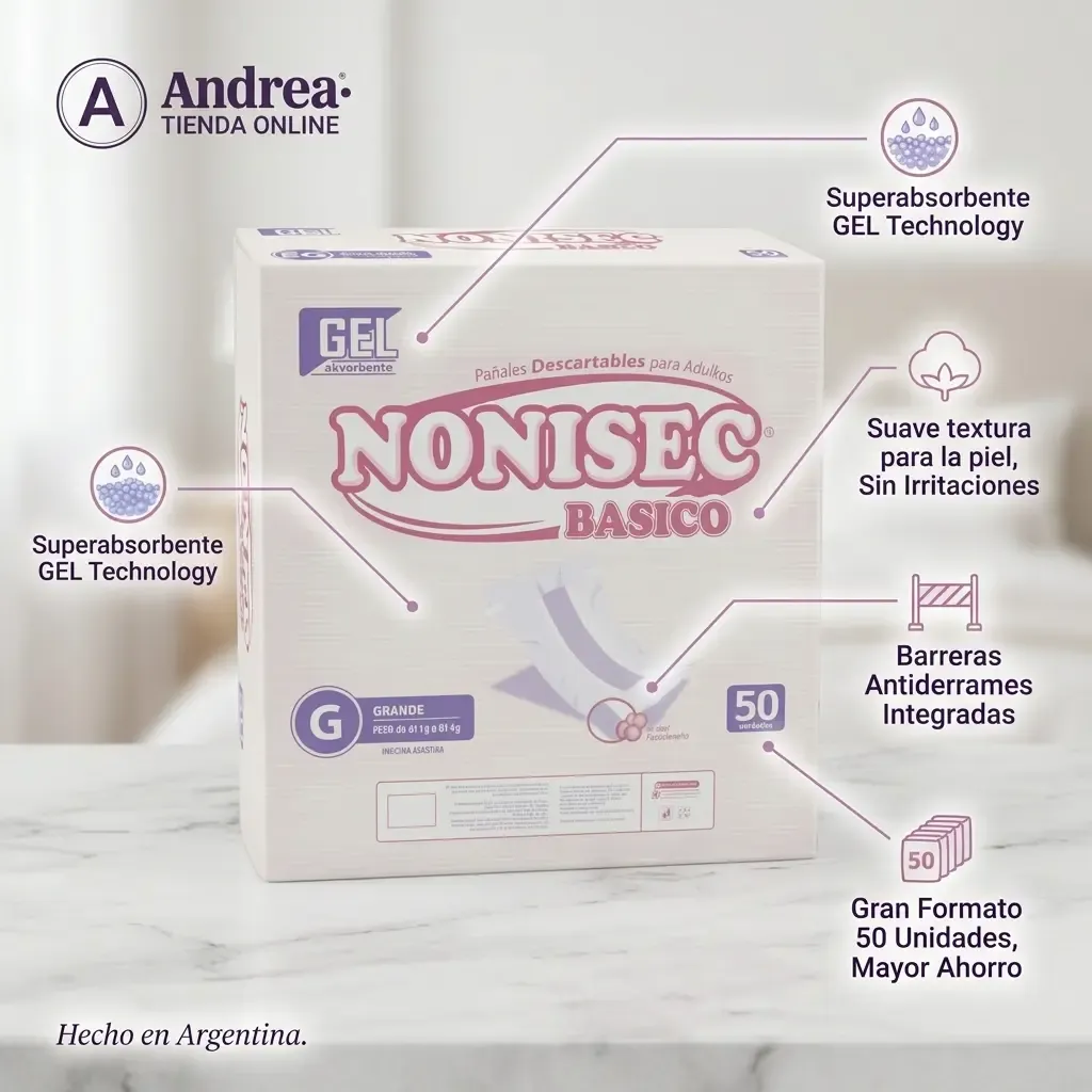 Pañales Adultos Nonisec Básico - Talle G x 50 Unidades